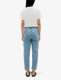 CLAUDIE PIERLOT Mimosa Floral-embroidered Straight-leg High-rise Jeans -Whistlkes Style R04103445 BLEUS ALT03