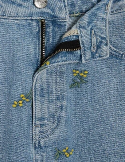 CLAUDIE PIERLOT Mimosa Floral-embroidered Straight-leg High-rise Jeans -Whistlkes Style R04103445 BLEUS ALT04