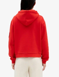 CLAUDIE PIERLOT Chico Logo-patch Cropped Cotton Hoody -Whistlkes Style R04103462 ROUGES ALT03
