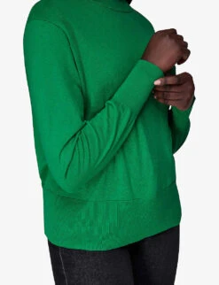 Whistles Mae Mock-neck Cotton-blend Jumper -Whistlkes Style R04105476 GREEN ALT04