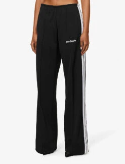 Palm Angels Contrast-trim Brand-print Woven Jogging Bottoms -Whistlkes Style R04107199 BLACKWHIT ALT02