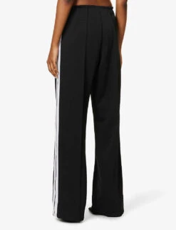 Palm Angels Contrast-trim Brand-print Woven Jogging Bottoms -Whistlkes Style R04107199 BLACKWHIT ALT03