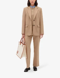 CLAUDIE PIERLOT Vitalia Single-breasted Notched-lapel Stretch-woven Blazer -Whistlkes Style R04107654 NATURELS ALT01