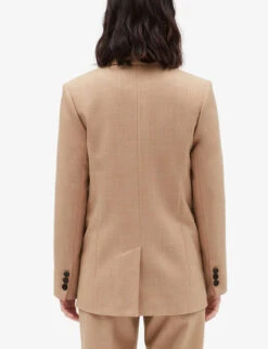 CLAUDIE PIERLOT Vitalia Single-breasted Notched-lapel Stretch-woven Blazer -Whistlkes Style R04107654 NATURELS ALT03