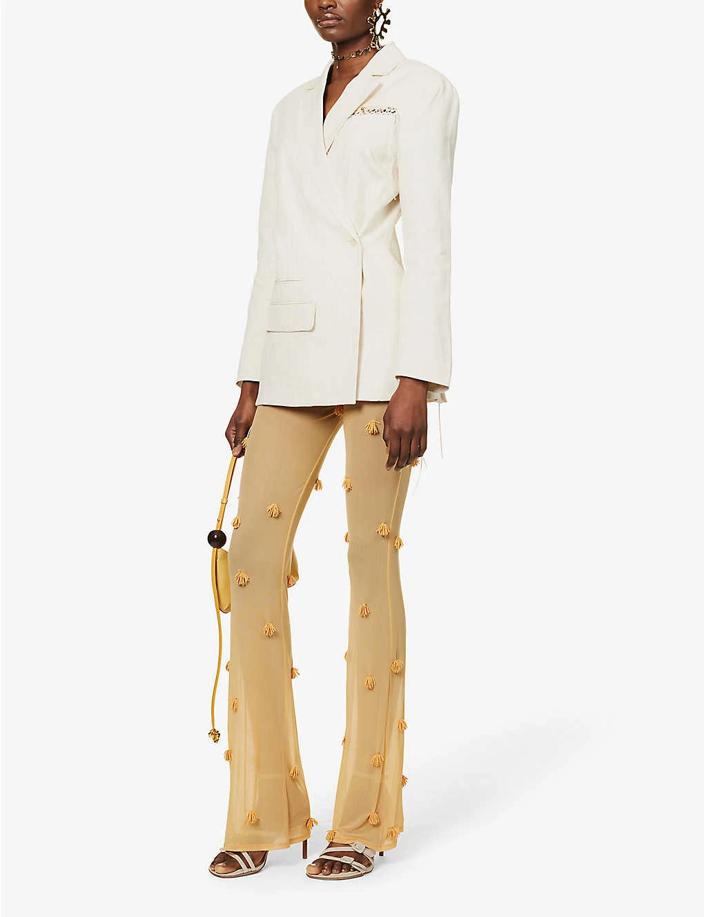 Jacquemus La Veste Tibau Beaded-trim Linen-blend Blazer 4 Jacquemus La Veste Tibau Beaded-trim Linen-blend Blazer - Image 2