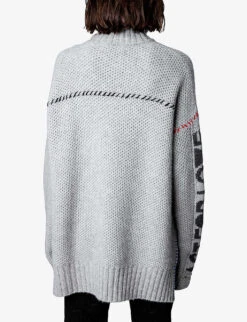 Zadig & Voltaire Alma High-neck Cashmere Jumper -Whistlkes Style R04109041 GRISCHINE ALT03