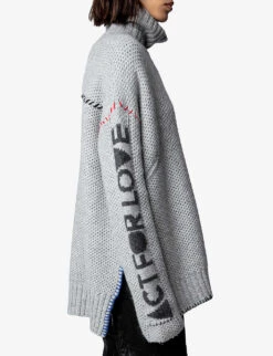 Zadig & Voltaire Alma High-neck Cashmere Jumper -Whistlkes Style R04109041 GRISCHINE ALT04