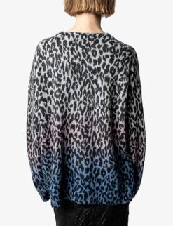 Zadig & Voltaire Markus Leopard-print Cashmere Jumper -Whistlkes Style R04109043 GRISCHINECLAIR ALT03