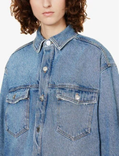 Liam Contrast-stitch Relaxed-fit Denim Jacket -Whistlkes Style R04109107 BLUE ALT04