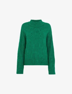 Whistles Checked Funnel-neck Cotton-knit Jumper