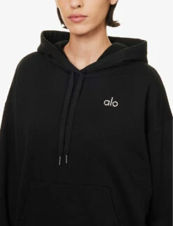 Accolade Kangaroo-pocket Cotton-blend Hoody -Whistlkes Style R04111671 BLACK ALT04