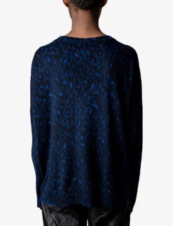 Zadig & Voltaire Leopard-print Cashmere Jumper -Whistlkes Style R04113374 OCEAN ALT03