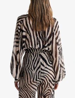 Reiss Farley Zebra-print Woven Blouse -Whistlkes Style R04120620 BLACKWHITE ALT02
