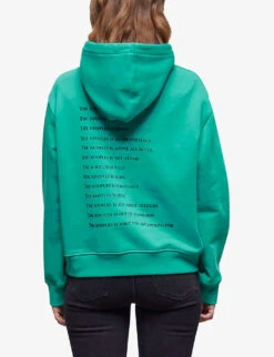 THE KOOPLES What Is?-print Cotton-fleece Hoody -Whistlkes Style R04121891 GRN01 ALT03