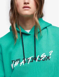 THE KOOPLES What Is?-print Cotton-fleece Hoody -Whistlkes Style R04121891 GRN01 ALT04