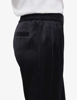THE KOOPLES Tapered-leg High-rise Satin Jogging Bottoms -Whistlkes Style R04121892 BLA01 ALT04