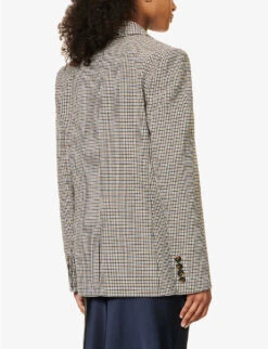 ME AND EM Tomboy Checked Recycled Polyester-blend Blazer -Whistlkes Style R04122099 NAVYCREAMTOFFEE ALT03