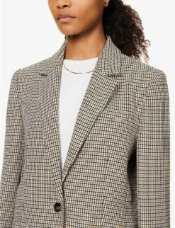 ME AND EM Tomboy Checked Recycled Polyester-blend Blazer -Whistlkes Style R04122099 NAVYCREAMTOFFEE ALT04