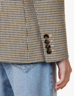 ME AND EM Tomboy Checked Recycled Polyester-blend Blazer -Whistlkes Style R04122099 NAVYCREAMTOFFEE ALT05