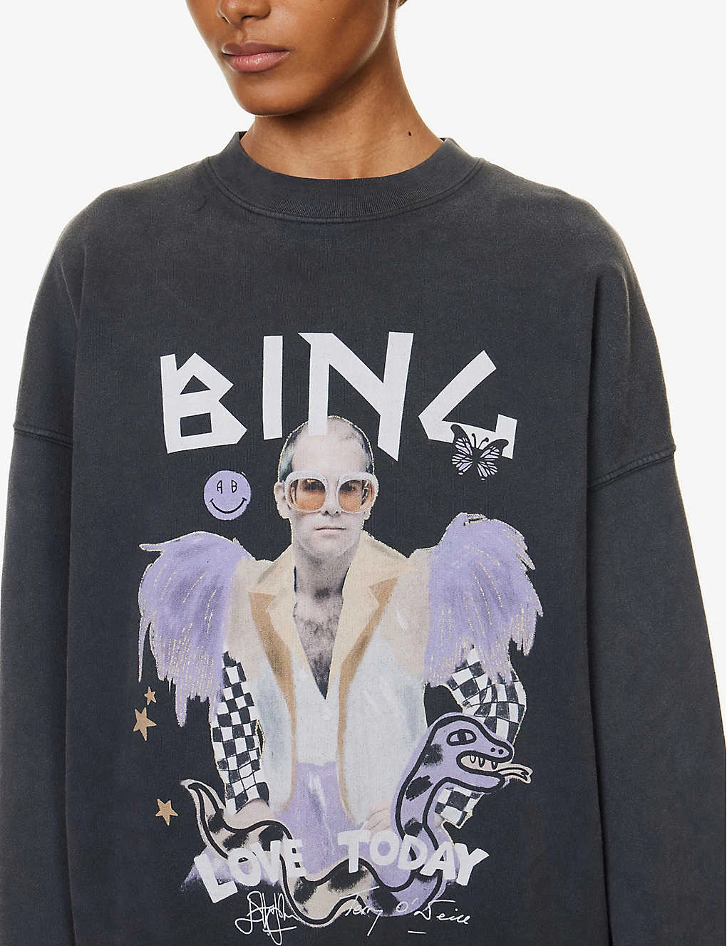 ANINE BING X Terry O'Neill Harvey Graphic-print Cotton Sweatshirt 7 ANINE BING X Terry O'Neill Harvey Graphic-print Cotton Sweatshirt - Image 5