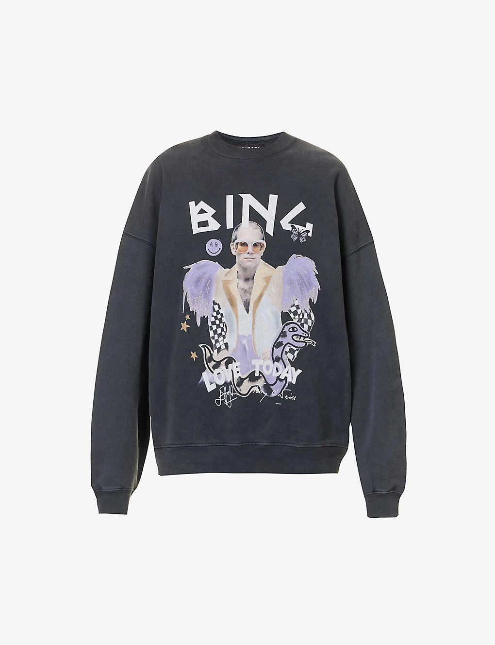 ANINE BING X Terry O'Neill Harvey Graphic-print Cotton Sweatshirt 3 ANINE BING X Terry O'Neill Harvey Graphic-print Cotton Sweatshirt