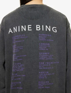 ANINE BING Ramona Stardust Graphic-print Organic-cotton Sweatshirt -Whistlkes Style R04123624 WASHEDBLACK ALT04