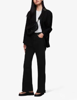 Whistles Lucy Flared-leg High-rise Stretch-denim Jeans 8 Whistles Lucy Flared-leg High-rise Stretch-denim Jeans -Whistlkes Style R04124483 BLACK ALT01