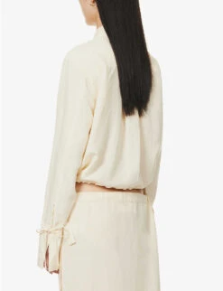 Toteme Boxy-fit Drawstring Hem Woven Shirt -Whistlkes Style R04124843 VANILLA ALT03