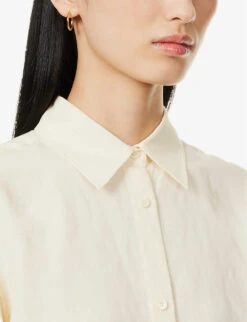 Toteme Boxy-fit Drawstring Hem Woven Shirt -Whistlkes Style R04124843 VANILLA ALT04