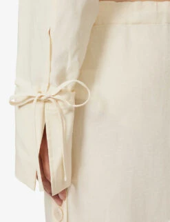 Toteme Boxy-fit Drawstring Hem Woven Shirt -Whistlkes Style R04124843 VANILLA ALT05