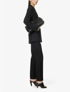 Toteme Structured-waist Tapered-leg High-rise Recycled Polyester And Wool-blend Trousers -Whistlkes Style R04124850 BLACK ALT01
