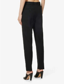 Toteme Structured-waist Tapered-leg High-rise Recycled Polyester And Wool-blend Trousers -Whistlkes Style R04124850 BLACK ALT03