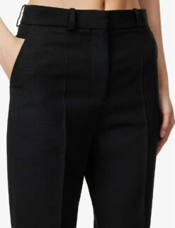Toteme Structured-waist Tapered-leg High-rise Recycled Polyester And Wool-blend Trousers -Whistlkes Style R04124850 BLACK ALT04