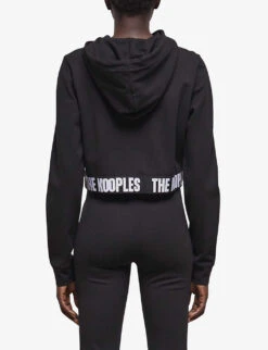 THE KOOPLES Logo-hem Stretch-woven Hoody -Whistlkes Style R04125315 BLA01 ALT03