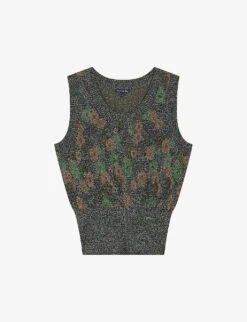 Soeur Peton Floral-embroidered Metallic-thread Woven Jumper