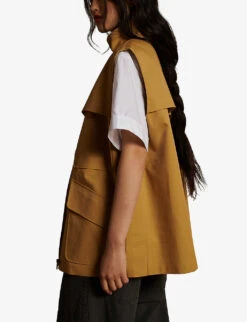 Soeur Terra Patch-pocket Sleeveless Cotton Bodywarmer -Whistlkes Style R04125794 BEIGE ALT02