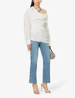 GOOD AMERICAN Good Curve Straight-leg Mid-rise Cotton-blend Jeans -Whistlkes Style R04125884 INDIGO390 ALT01