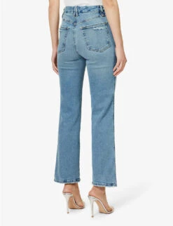 GOOD AMERICAN Good Curve Straight-leg Mid-rise Cotton-blend Jeans -Whistlkes Style R04125884 INDIGO390 ALT03