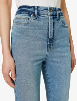 GOOD AMERICAN Good Curve Straight-leg Mid-rise Cotton-blend Jeans -Whistlkes Style R04125884 INDIGO390 ALT04