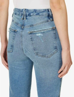 GOOD AMERICAN Good Curve Straight-leg Mid-rise Cotton-blend Jeans -Whistlkes Style R04125884 INDIGO390 ALT05