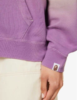 Gradient-patterned Brand-print Relaxed-fit Cotton-jersey Hoody -Whistlkes Style R04126044 PURPLE ALT04