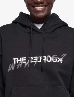 THE KOOPLES Graphic-print Rhinestone-embellished Cotton-jersey Hoody -Whistlkes Style R04127685 BLA01 ALT02