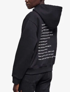 THE KOOPLES Graphic-print Rhinestone-embellished Cotton-jersey Hoody -Whistlkes Style R04127685 BLA01 ALT04