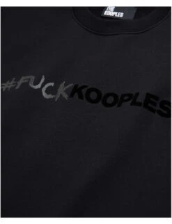 THE KOOPLES Flocked Logo-print Cotton-fleece Sweatshirt -Whistlkes Style R04127688 BLA01 ALT05