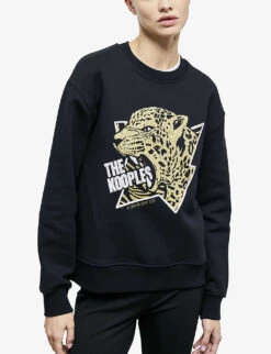 THE KOOPLES Graphic-print Relaxed-fit Cotton Jumper -Whistlkes Style R04127729 BLAD1 ALT02