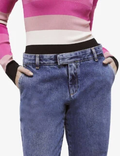 THE KOOPLES Low-rise Wide-leg Denim Jeans -Whistlkes Style R04129065 BLUE6 ALT04