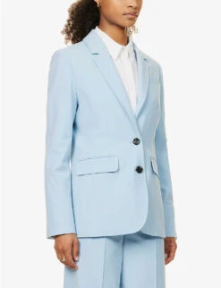 ME AND EM Relaxed-fit Single-breasted Wool-blend Jacket -Whistlkes Style R04129141 SPRINGBLUE ALT02