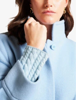 Ted Baker Sairse Pleated-sleeve Wool-blend Coat -Whistlkes Style R04129687 LTBLUE ALT04