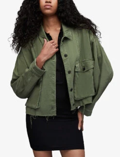 AllSaints Mora Oversized-fit Cotton Overshirt -Whistlkes Style R04131451 KHAKIGREEN ALT02