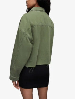 AllSaints Mora Oversized-fit Cotton Overshirt -Whistlkes Style R04131451 KHAKIGREEN ALT03